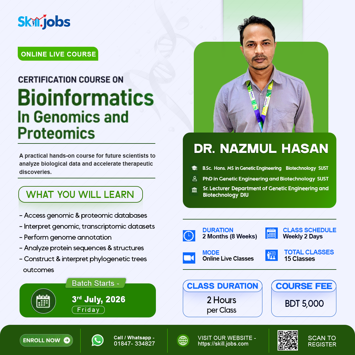Certification Course on Bioinformatics in Genomics and Proteomics